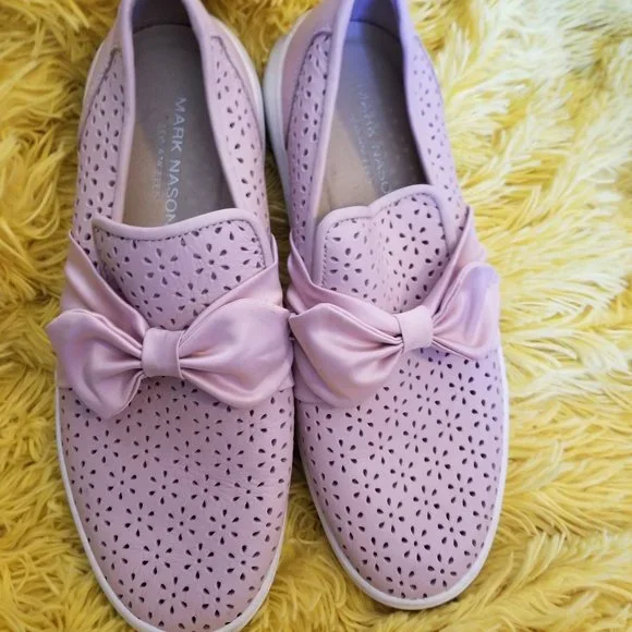Mark Nason Pink Bow Leather Slip On Shoes - Picture 1 of 6